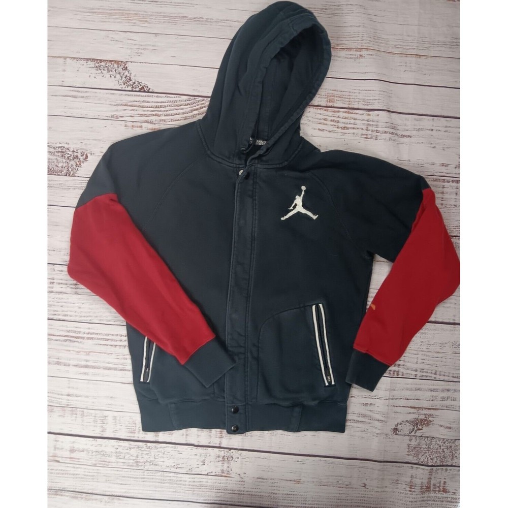 Jordan Men's Navy Blue and Red Zip-Up Hoodie